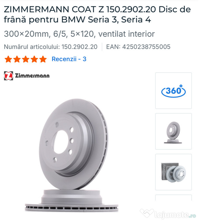 Discuri de frana pentru bmw seria 3 si seria 4