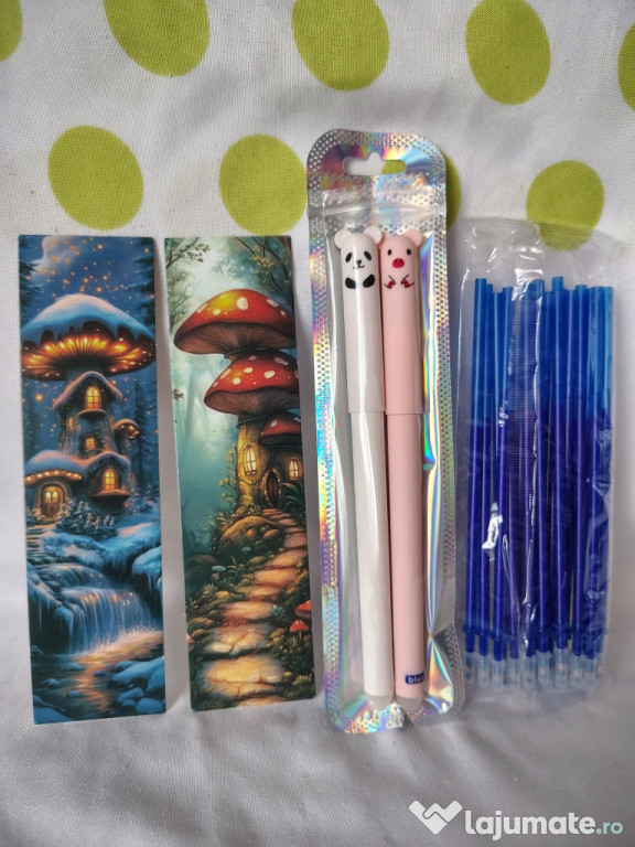 Pixuri cu gel, frixion cu 20 rezerve și 2 semne de carte