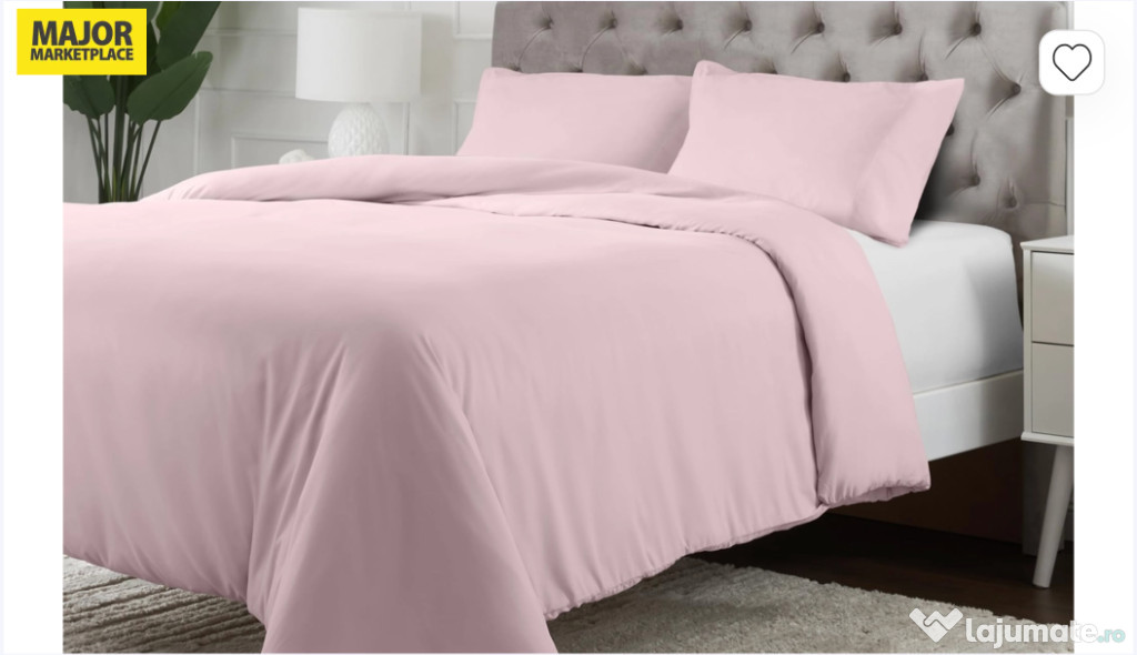 Set de pat dublu Mellanni cu husă pilotă 260x220cm cu 2 fețe de pernă