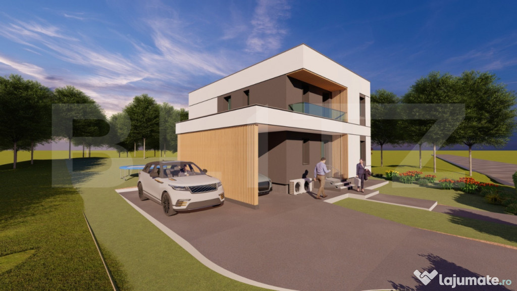 Casa moderna, la standard NZEB, 800 mp teren, Sopor!