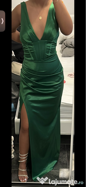 Rochie Elegantă verde din satin