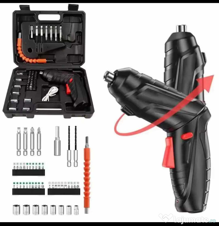 Surubelnita electrica fara fir 8 in 1, trusa cu 47 piese, acumulator