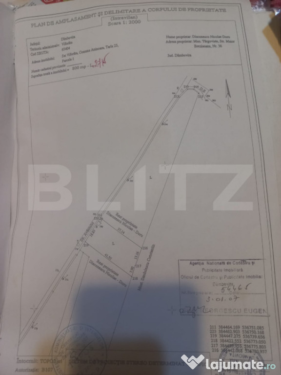 Teren intravilan 800 mp, deschidere 18,83 m – utilități