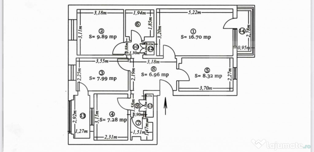Apartament 4 camere, decomandat, 77,66 mp – Cartier Primă