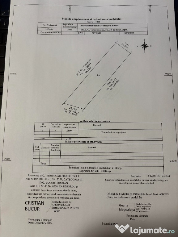 Vanzare teren 2100 mp