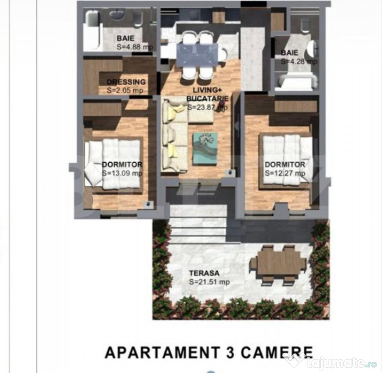 3 camere, 2 băi, logie și terasă – ansamblu nou, Toront
