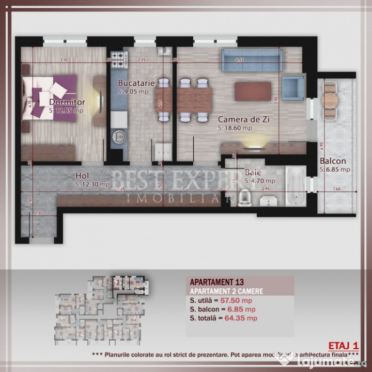 2 Camere Bloc Intim Zona Linistita