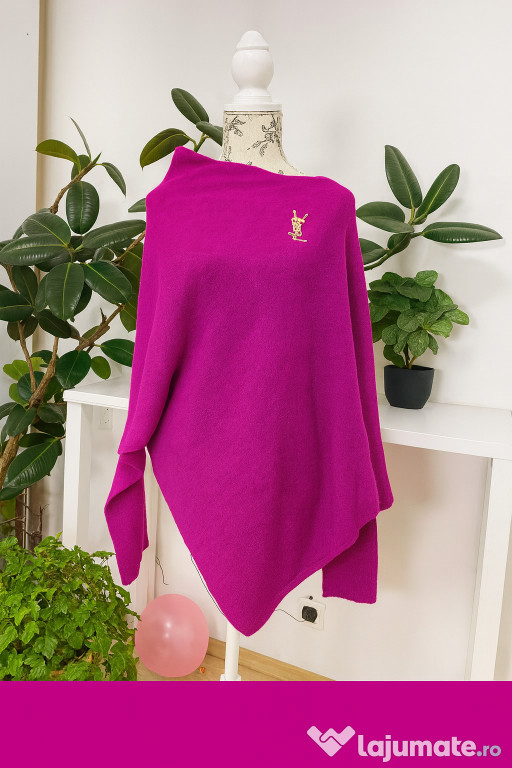 Bluza asimetrică mov magenta – NOUĂ • Marime universală • Brosă cadou