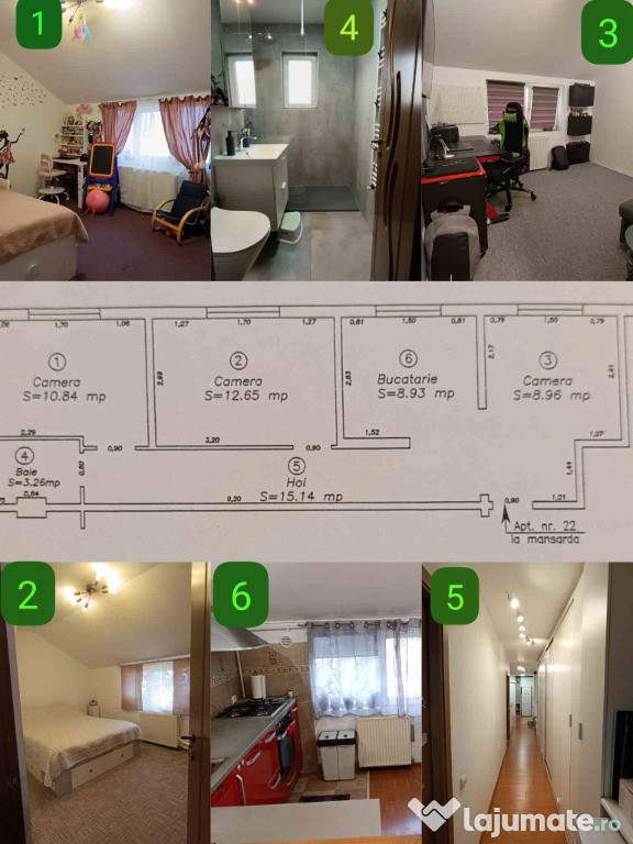 Apartament 3 camere de vânzare – complet utilat