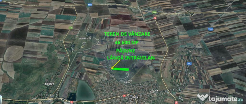 Teren cu potențial de vânzare 46,600mp lângă intravil...