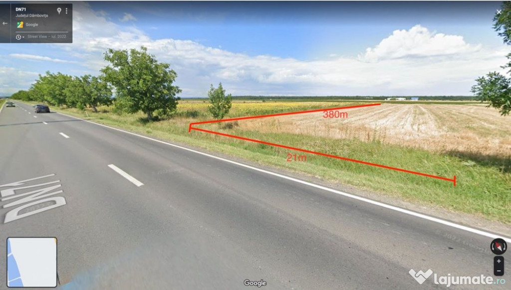 Teren Nucet 8018m Deschidere 21m la DN71 Targoviste