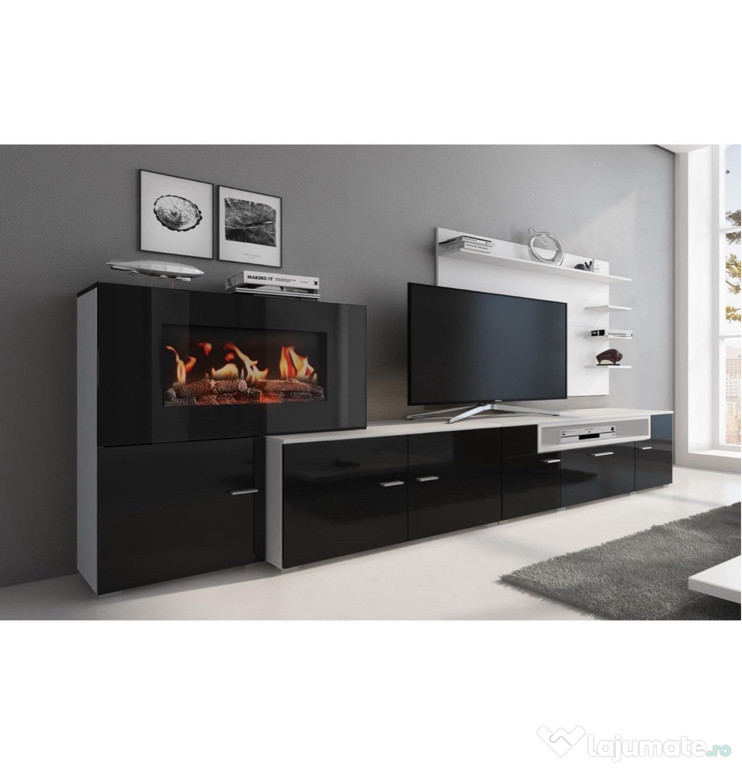 Mobilier living cu șemineu pe bioetanol