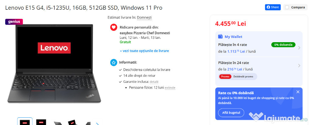 Lenovo E15 G4 i5-1235U 16GB 512GB SSD Windows 11 Pro
