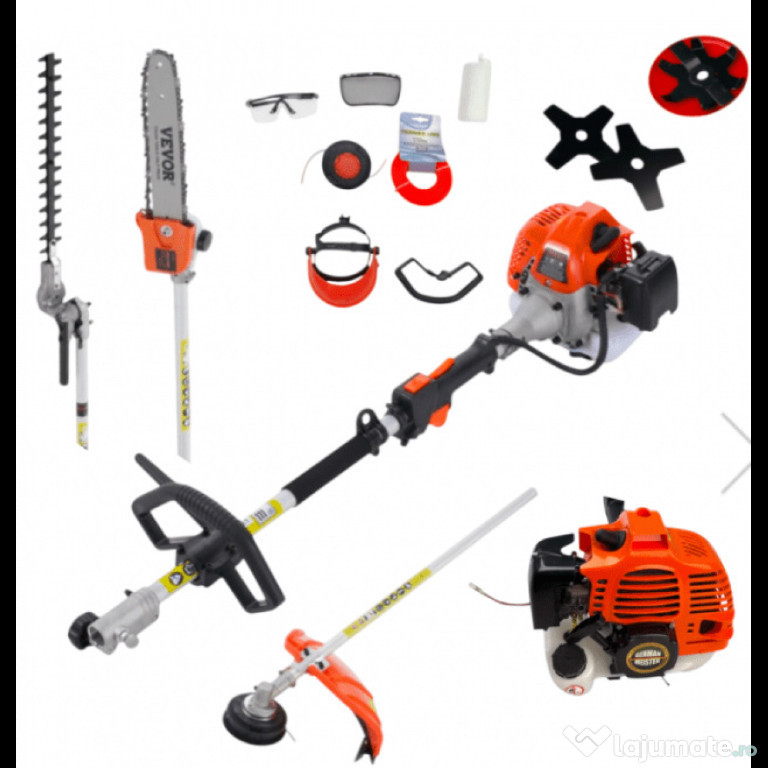 Motocoasă German Meister 5.2 CP, 52 CC, cu 13 accesorii incluse + ulei