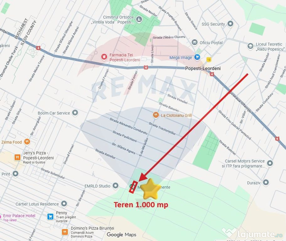 Teren 1000 mp de vanzare in Popesti-Leordeni / Strada Ech...
