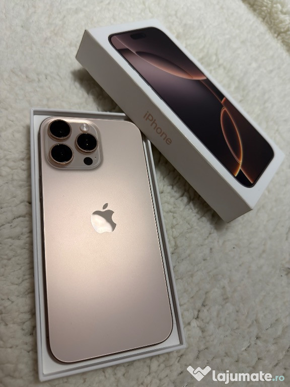 Vând iPhone 16 Pro Max – 256 GB – Desert Titanium – Ca nou