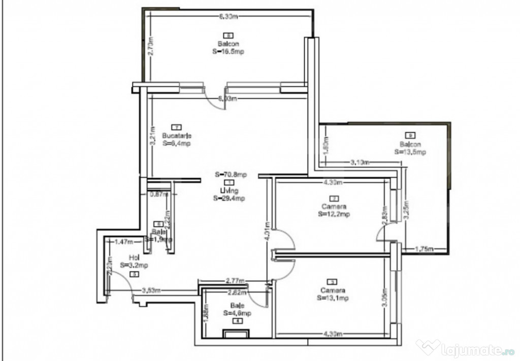 Apartament cu 3 camere , 71 mp , Ansamblu Rezidential, Zoril