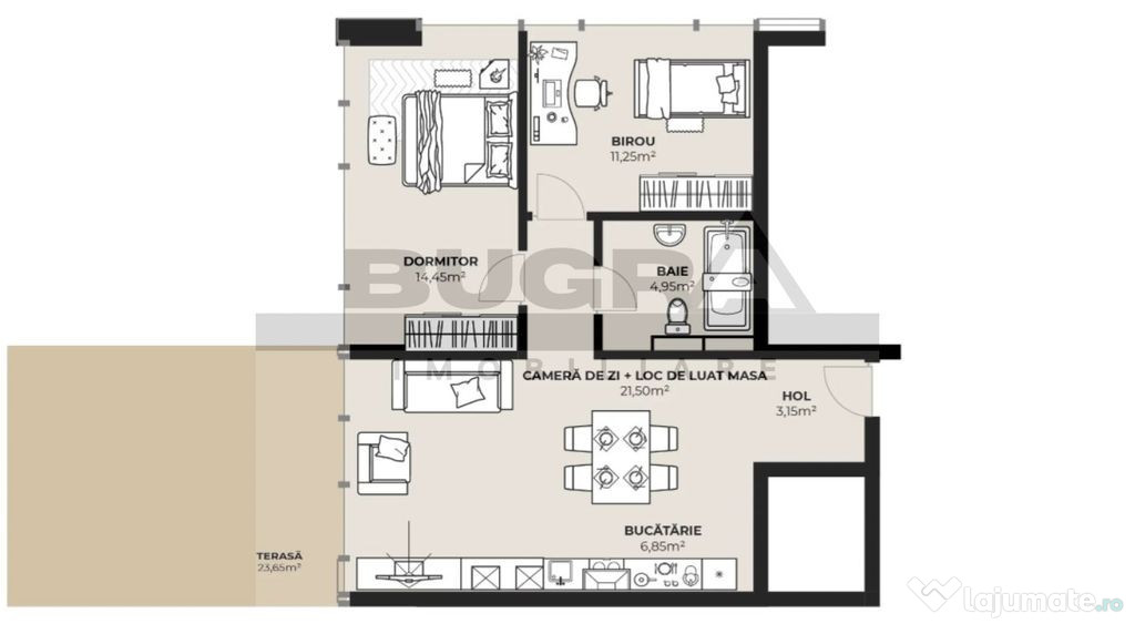 Apartament 3 camere, 62 mp, terasa 24 mp, zona autogara