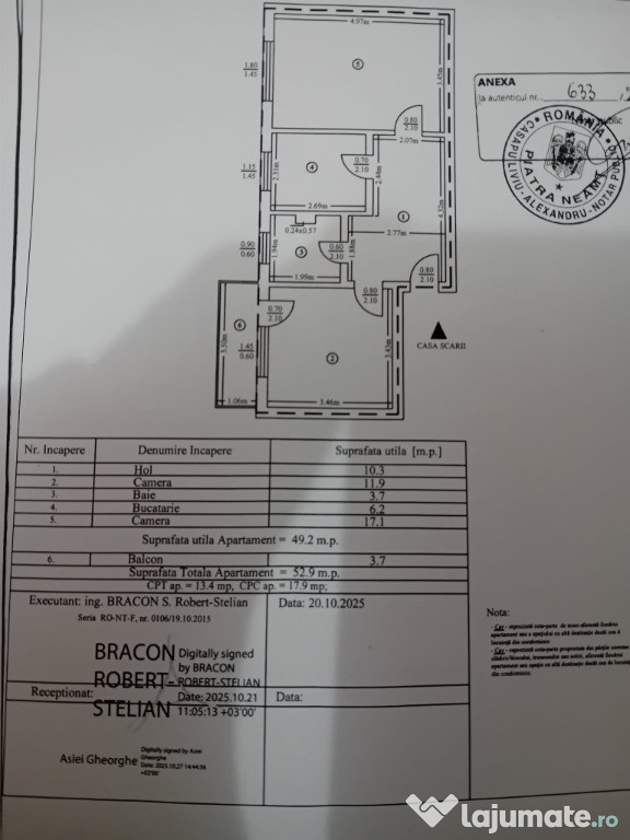 Ap 2 Cam Piata Precista 53mp etaj 2 decomandat centrala termopan
