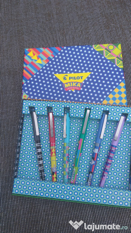 Roller Pilot V5 Hi-Tecpoint Mika, 0.5 mm, 6 culori/set + cut