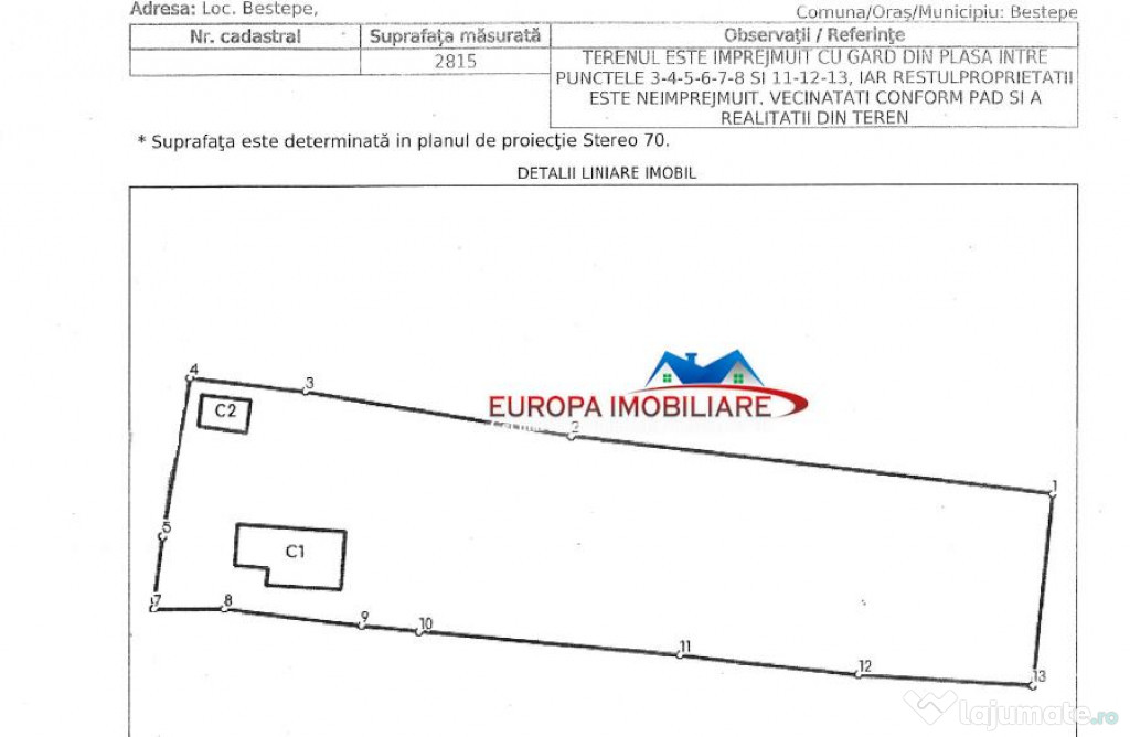 Teren intravilan de Com. Bestepe Jud. Tulcea