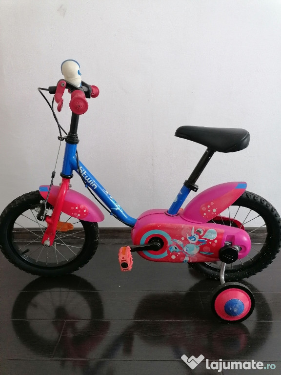 Vănd bicicleta Btwin, copii 3-5 ani, cu roți ajutătoare detașabile, înălțime reglabilă la ghidon si la șa