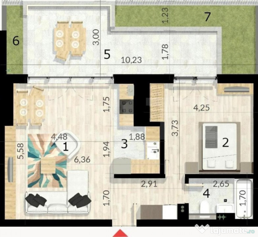 Apartament 2 camere, 97 mp, terasa, cartier Craiovei