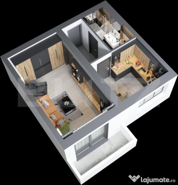 Apartament premium cu sistem smart home, 1 camera, 38.5 mp,
