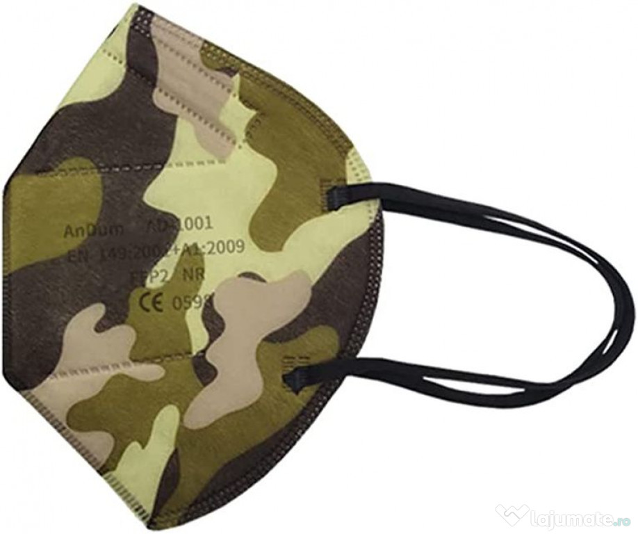 Masca FFP2 Camufaj ambalata individual, model  AD-1001, 5 straturi