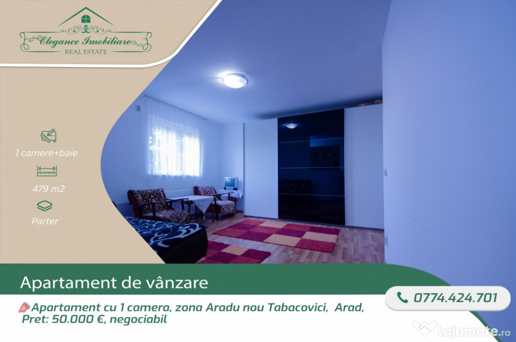 Apartament 1 camera, cu centrala proprie, zona Tabacovici Ar