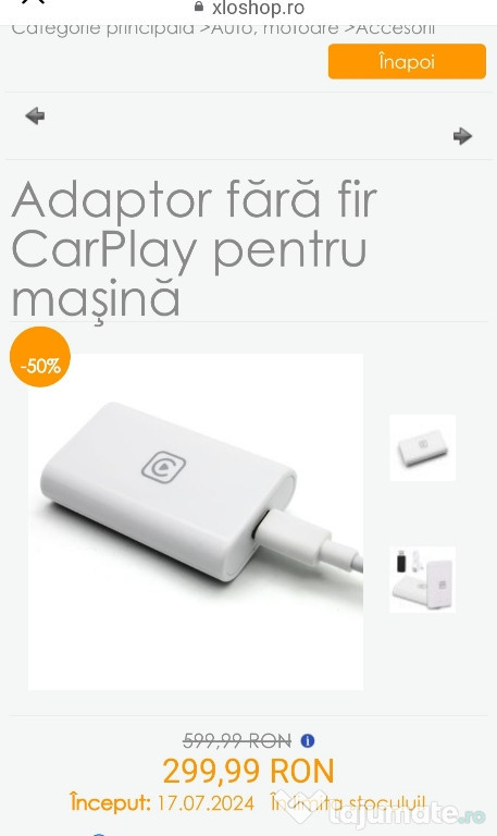 Adaptor fara fir CarPlay auto