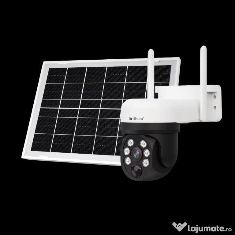 Camera de Supravegere SriHome DH006 cu Panou Solar, 4MP, Wi-Fi 2.4 Ghz