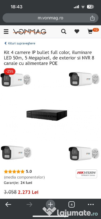 Sistem video ip/analog și sistem alarma wireless