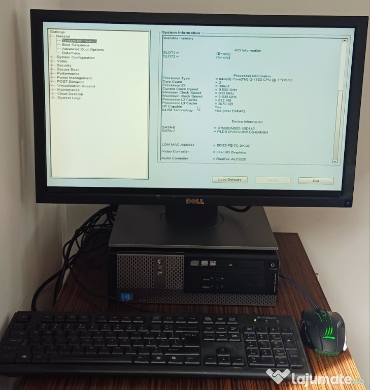 Calculator PC complet Dell i3 la 3.5 GHz + monitor 24"