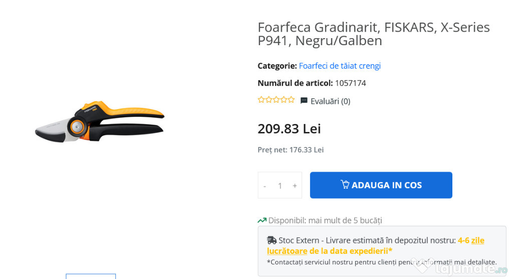 FISKARS foarfeca gradina pt taiat crengi pomi nicovala lama otel 28.5