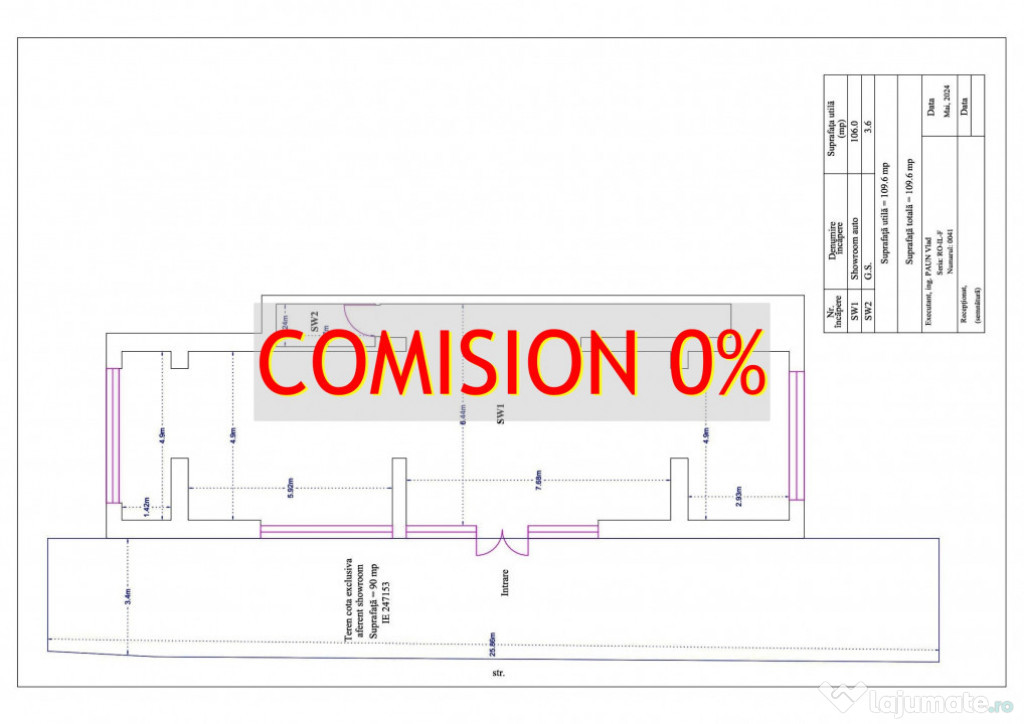 Investitie | Spatiu comercial, 109 mp (h=6m) +100 mp teren (