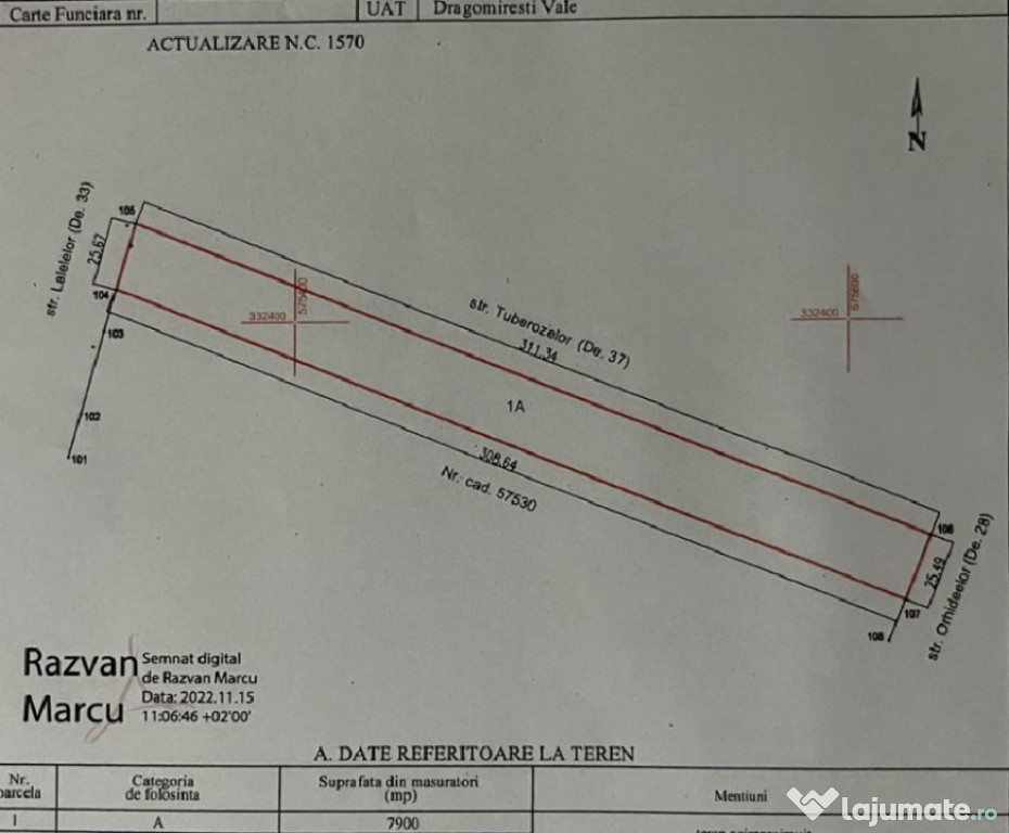 Teren intravilan in Dragomiresti Vale 7900m2 pretabil invest