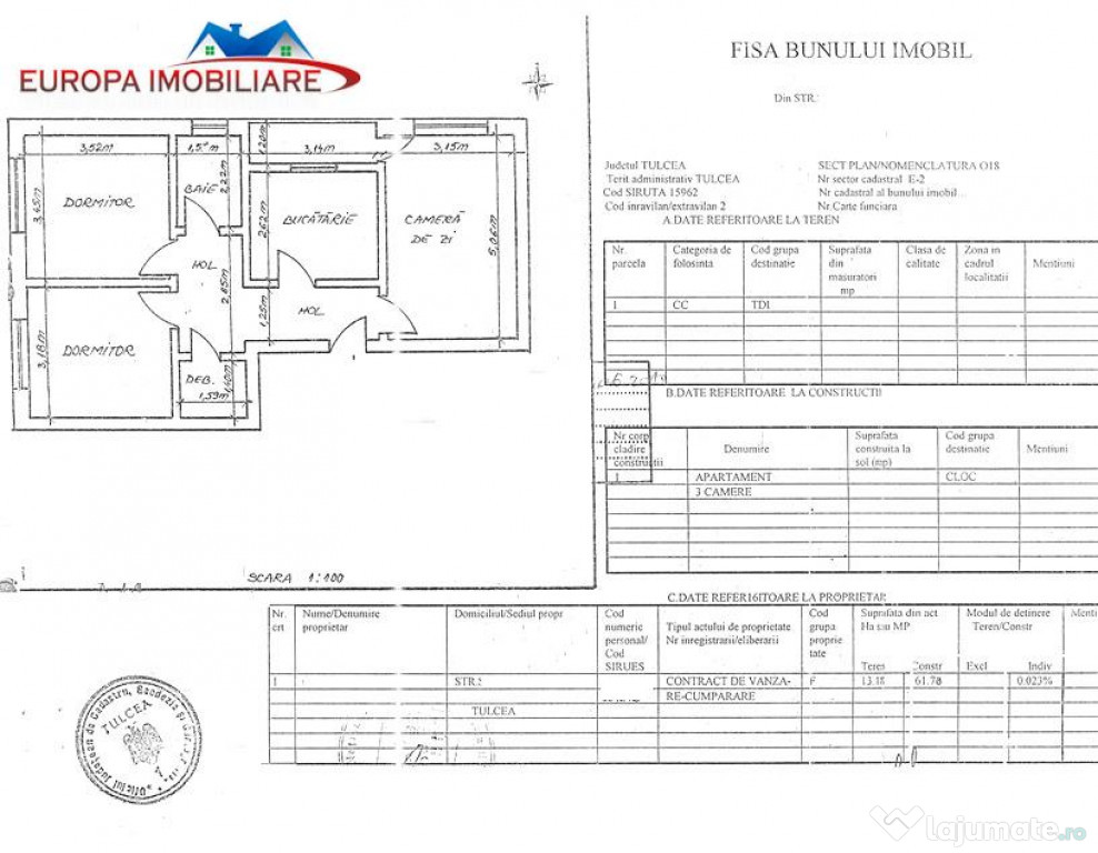 Apartament 3 camere de zona centrala Tulcea