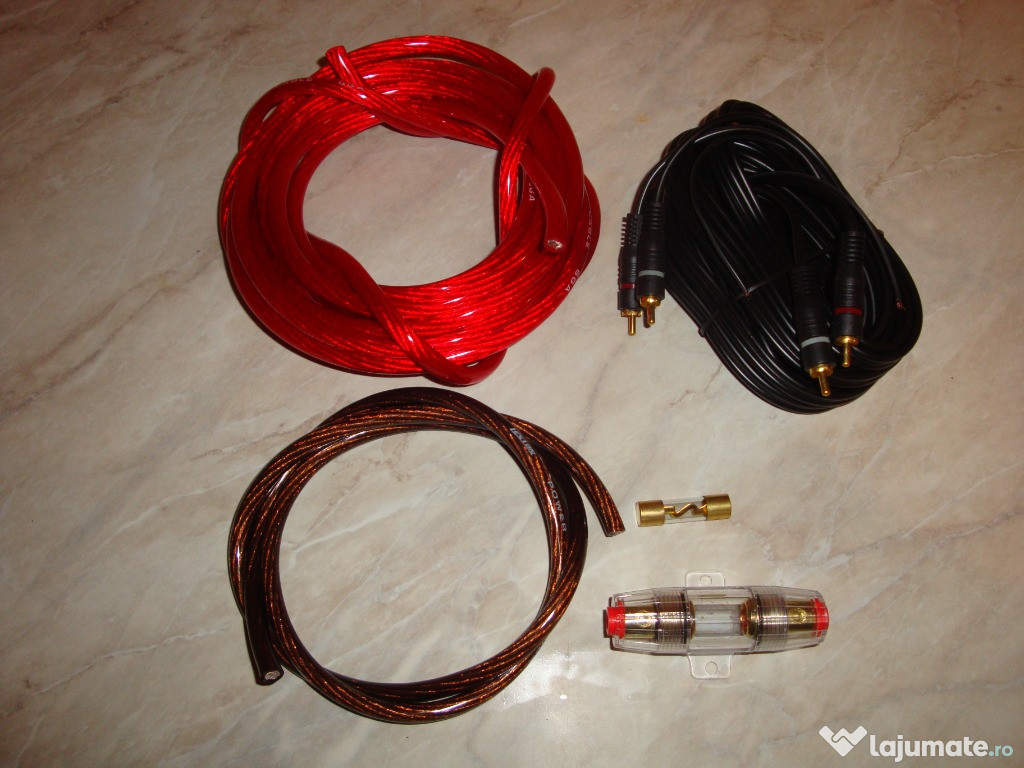 Kit cabluri auto alimentare 5m cablu RCA 5m subwoofer 30A 60A 80A