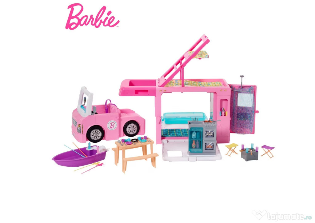 Masinuta Barbie 3 in 1 - Rulota de vis