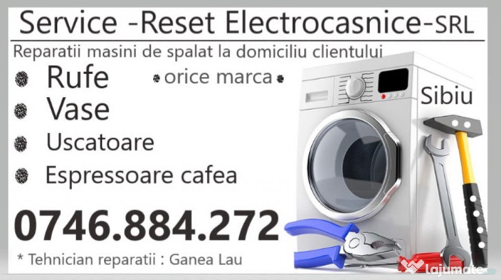 Reparatii masini de spalat rufe,vase,uscatoare,espressoare Sibiu