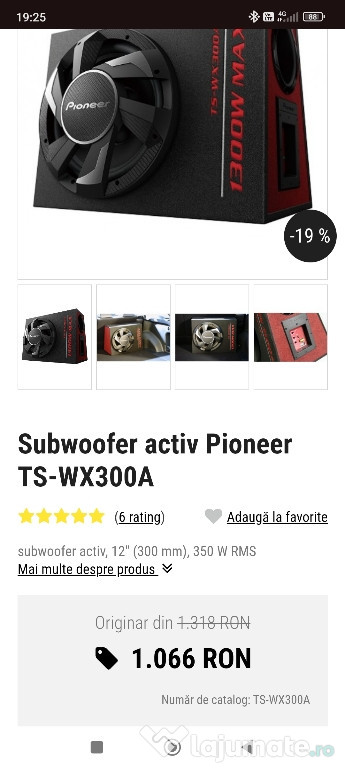 Tun de bass pioneer 1300w activ încă în garanție dețin factură