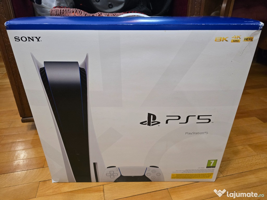 PS5 Disk Edition (Sony PlayStation 5) impecabila + 3 jocuri