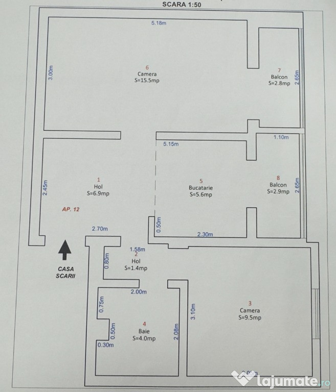 Apartament Decomandat 2 Camere Etaj 2/4 Str Siretului