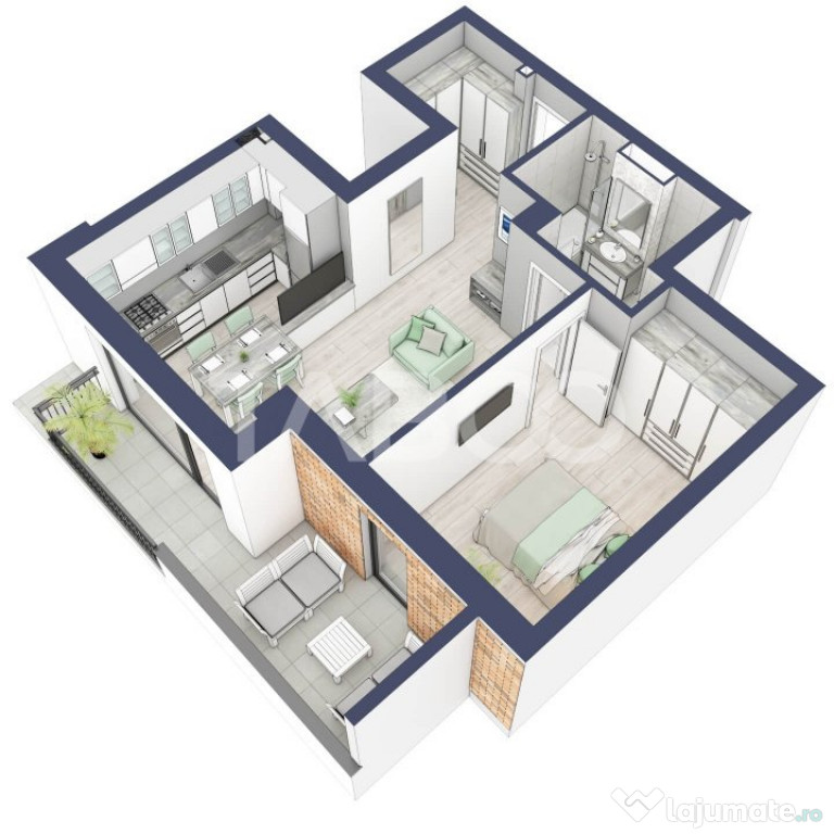 Apartament 47 mpu 2 camere parter mai mult decat inalt Turni