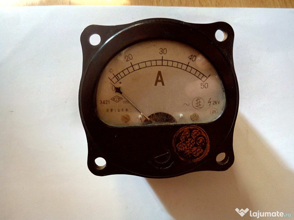 Ampermetru 50A, Ampermetru Vintage de panou, de colectie,steam punk