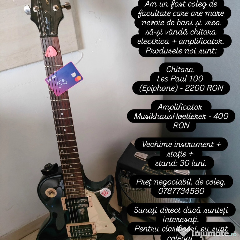 Chitara electrica Epiphone Les Paul 100 + amplificator