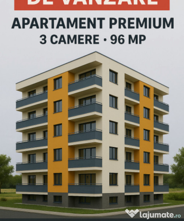 Apartament 3 camere • Bloc nou • Finisaje premium • 96