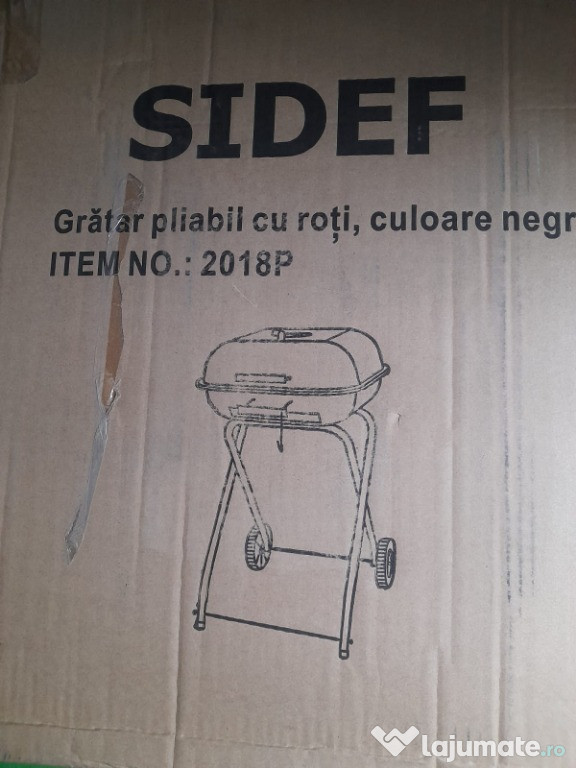 Gratar pliabil cu roti, culoare negru, nou, nefolosit