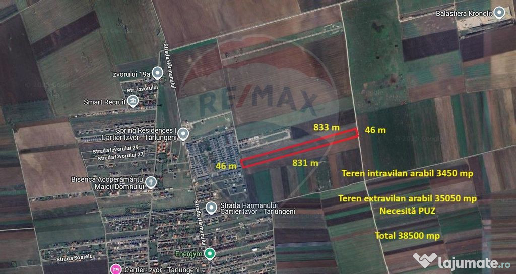 Teren 38.500 mp Tărlungeni / Strada Cartier Valea cu flori